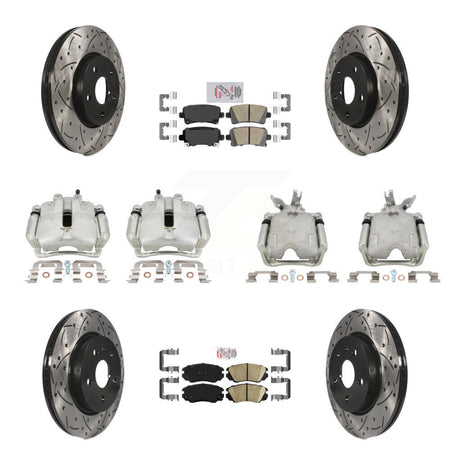 Front Rear Brake Caliper Drill Slotted Rotor Ceramic Pad Kit (10Pc) For Chevrolet Malibu KCD-101750N