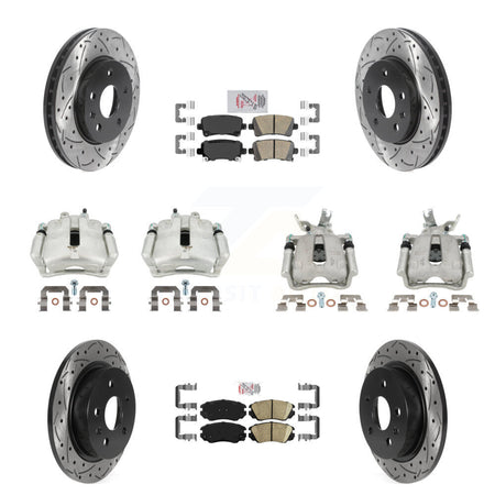 Front Rear Brake Caliper Drill Slotted Rotor Ceramic Pad Kit (10Pc) For Chevrolet Malibu KCD-101754N