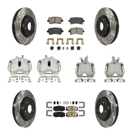 Front Rear Brake Caliper Drill Slotted Rotor Ceramic Pad Kit (10Pc) For Chevrolet Malibu KCD-101755N