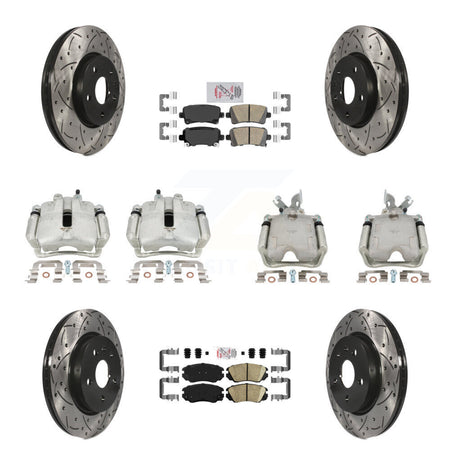 Front Rear Brake Caliper Drill Slotted Rotor Ceramic Pad Kit (10Pc) For Chevrolet Malibu KCD-101756N