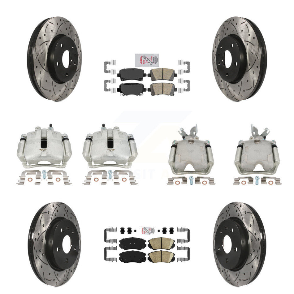 Front Rear Brake Caliper Drill Slotted Rotor Ceramic Pad Kit (10Pc) For Chevrolet Malibu KCD-101756N