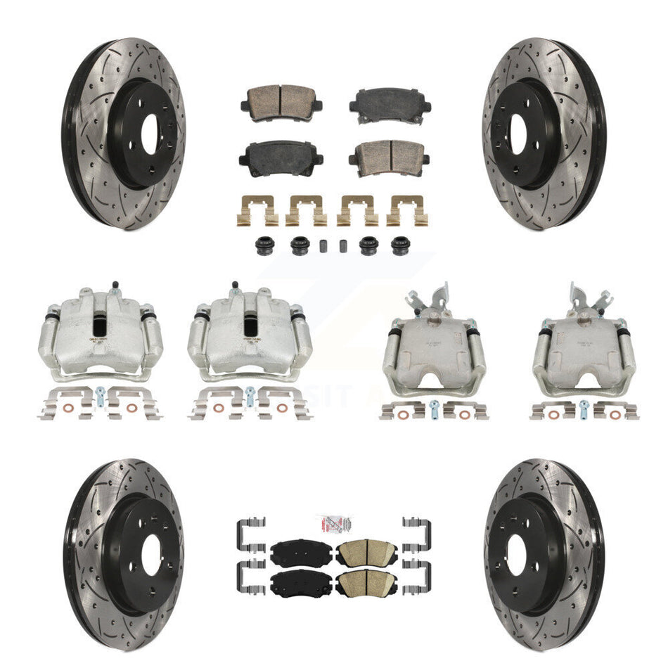 Front Rear Brake Caliper Drill Slotted Rotor Ceramic Pad Kit (10Pc) For Chevrolet Malibu KCD-101757N