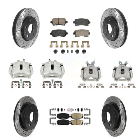 Front Rear Brake Caliper Drill Slotted Rotor Ceramic Pad Kit (10Pc) For Chevrolet Malibu KCD-101759N