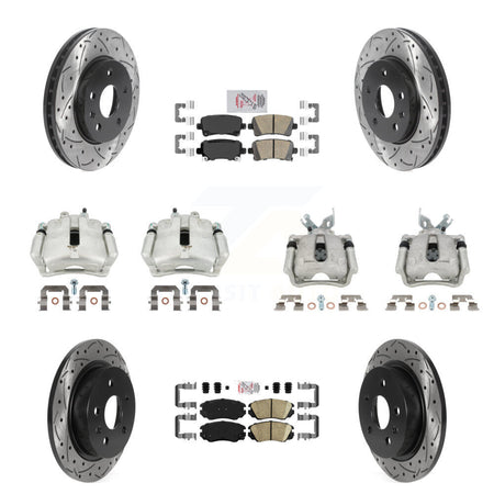 Front Rear Brake Caliper Drill Slotted Rotor Ceramic Pad Kit (10Pc) For Chevrolet Malibu KCD-101760N