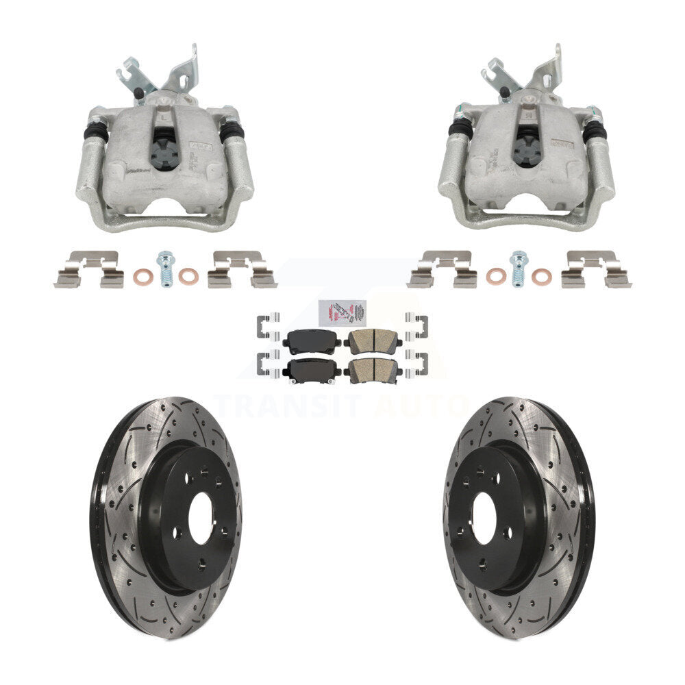 Rear Brake Coated Caliper Drill Slot Rotor Ceramic Pad Kit For Buick Regal LaCrosse 2.4L KCD-101763N