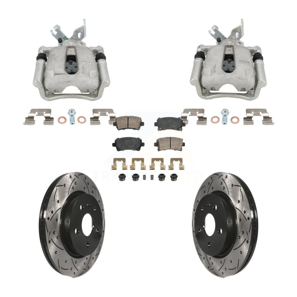 Rear Brake Coated Caliper Drill Slot Rotor Ceramic Pad Kit For Buick Regal LaCrosse 2.4L KCD-101764N