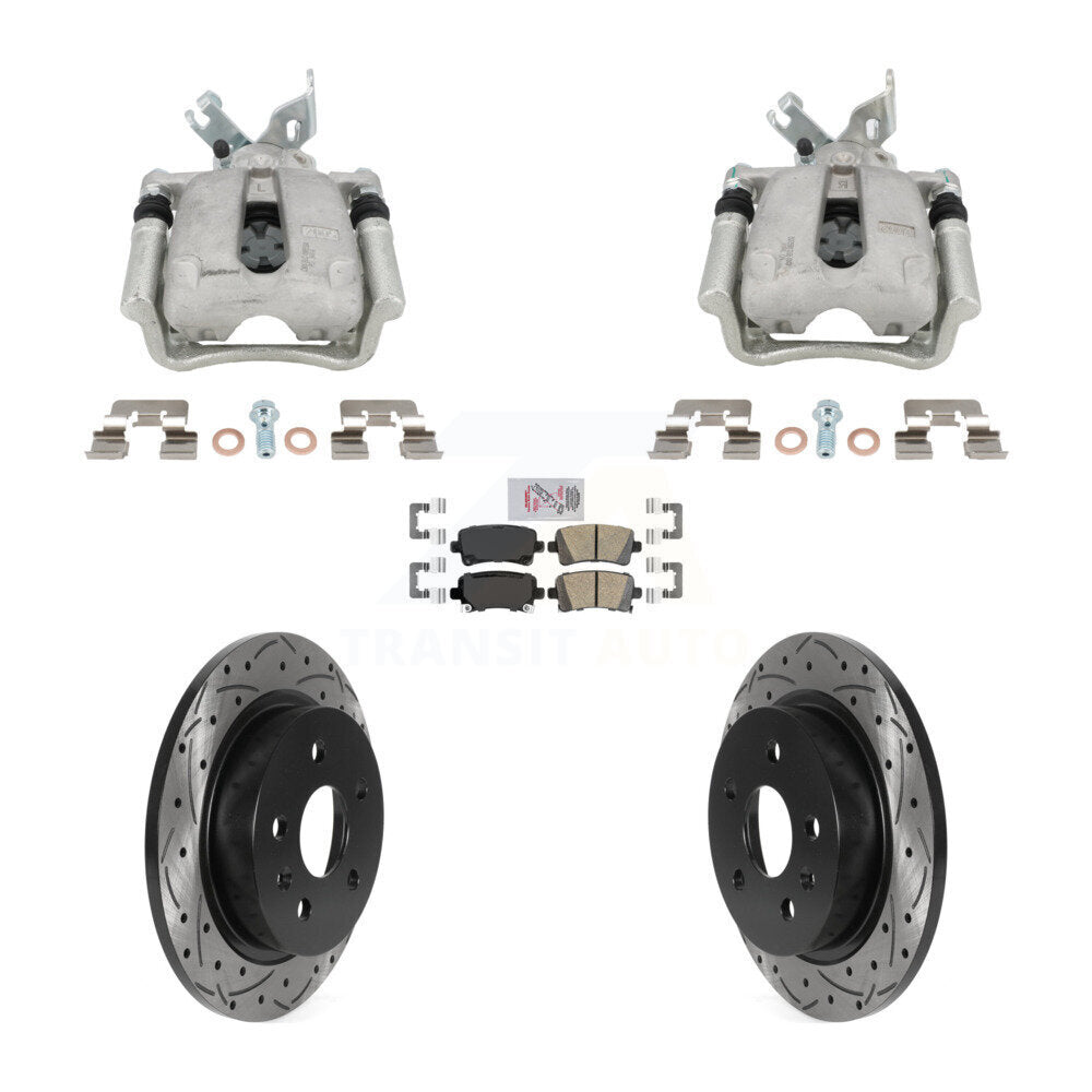 Rear Brake Caliper Drilled Slot Rotor Ceramic Pad Kit For Buick Regal LaCrosse Chevrolet KCD-101765N