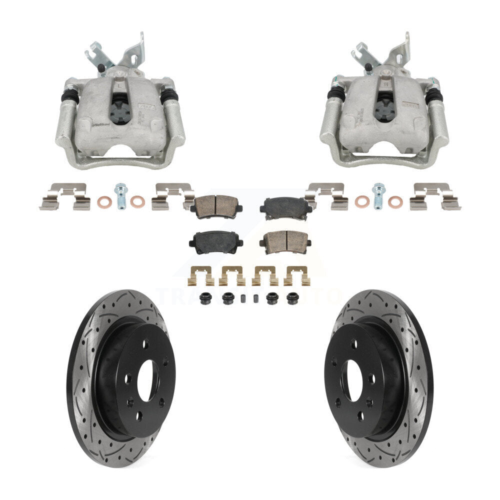 Rear Brake Caliper Drilled Slot Rotor Ceramic Pad Kit For Buick Regal LaCrosse Chevrolet KCD-101766N
