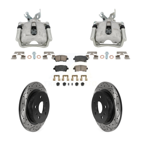Rear Brake Caliper Drilled Slot Rotor Ceramic Pad Kit For Buick Regal LaCrosse Chevrolet KCD-101766N