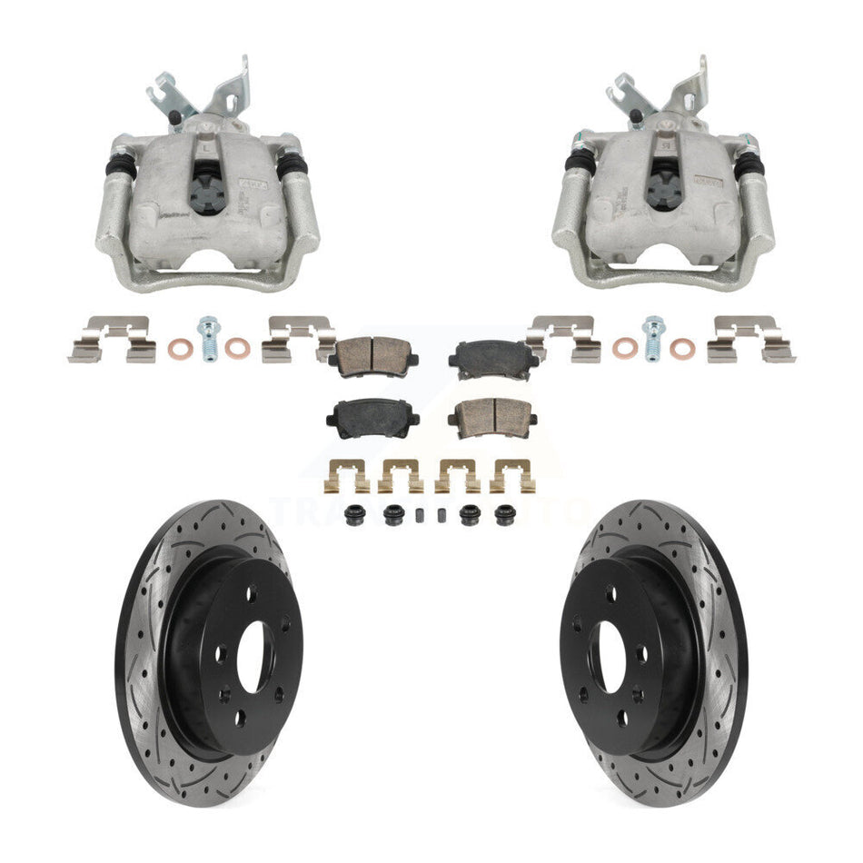 Rear Brake Caliper Drilled Slot Rotor Ceramic Pad Kit For Buick Regal LaCrosse Chevrolet KCD-101766N