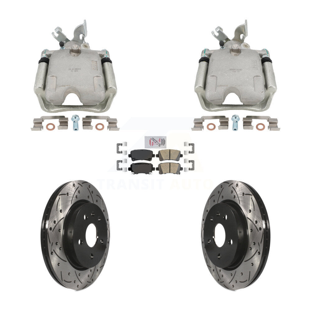 Rear Brake Caliper Drill Slotted Rotors Ceramic Pad Kit For Buick Regal Chevrolet Malibu KCD-101767N