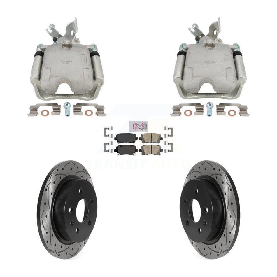Rear Brake Caliper Drill Slotted Rotors Ceramic Pad Kit For Buick Regal With Solid Rotor KCD-101769N