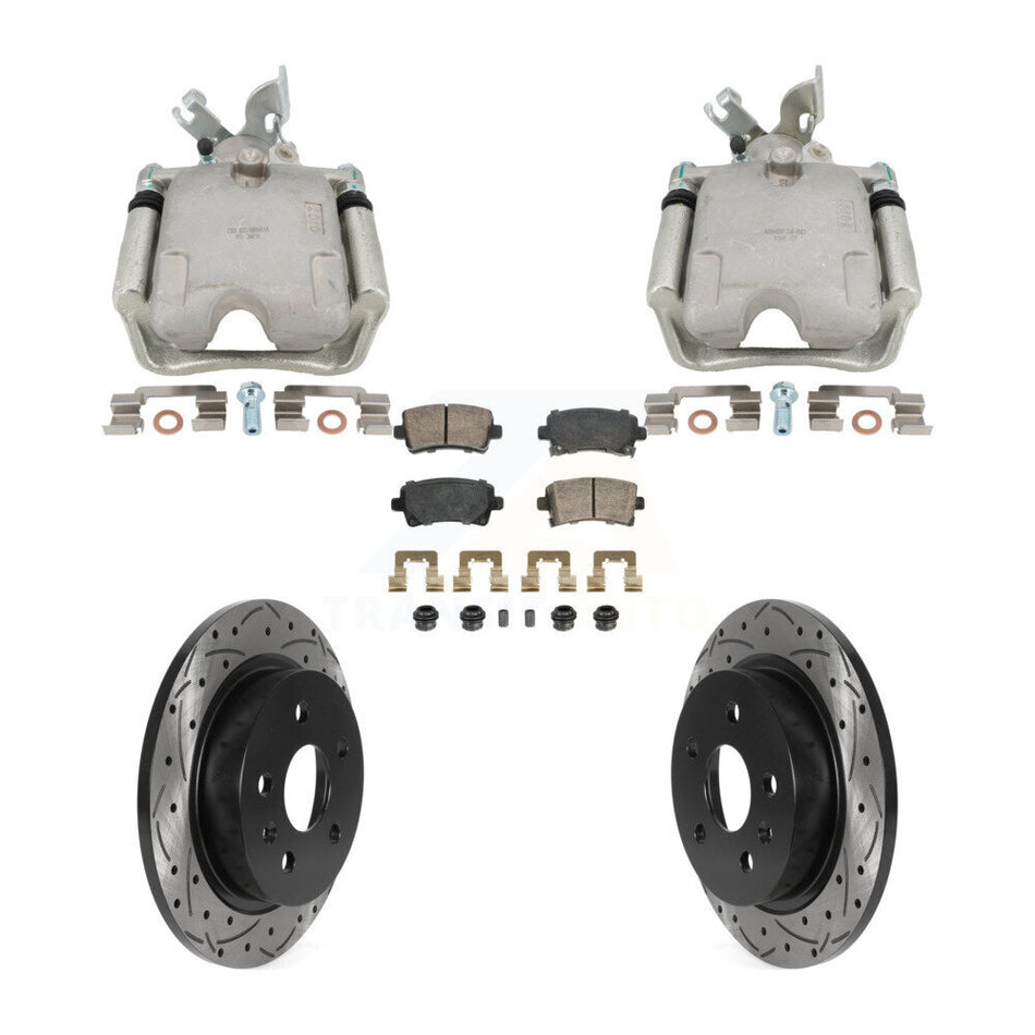 Rear Brake Caliper Drill Slotted Rotors Ceramic Pad Kit For Buick Regal With Solid Rotor KCD-101770N