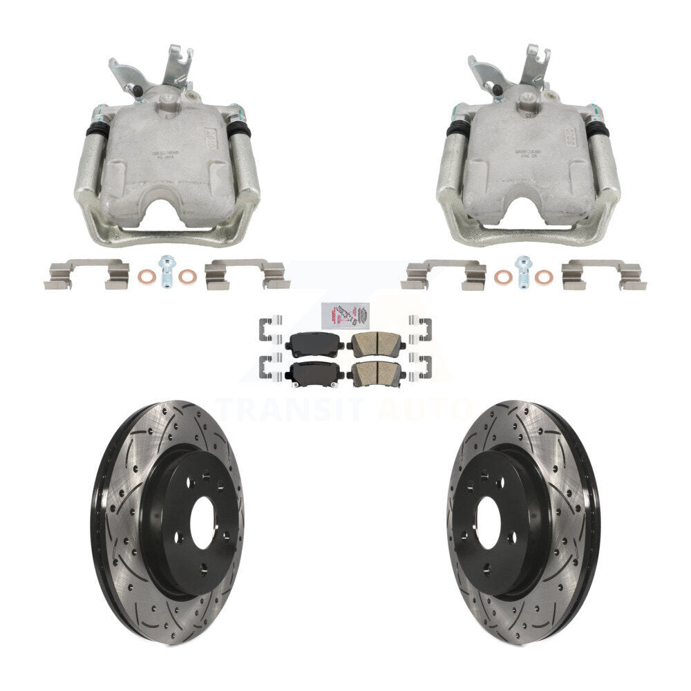 Rear Disc Brake Coated Caliper Drill Slotted Rotors Ceramic Pad Kit For Chevrolet Malibu KCD-101771N