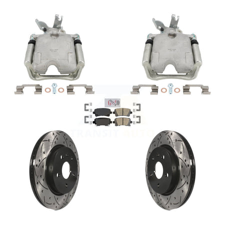 Rear Disc Brake Coated Caliper Drill Slotted Rotors Ceramic Pad Kit For Chevrolet Malibu KCD-101771N