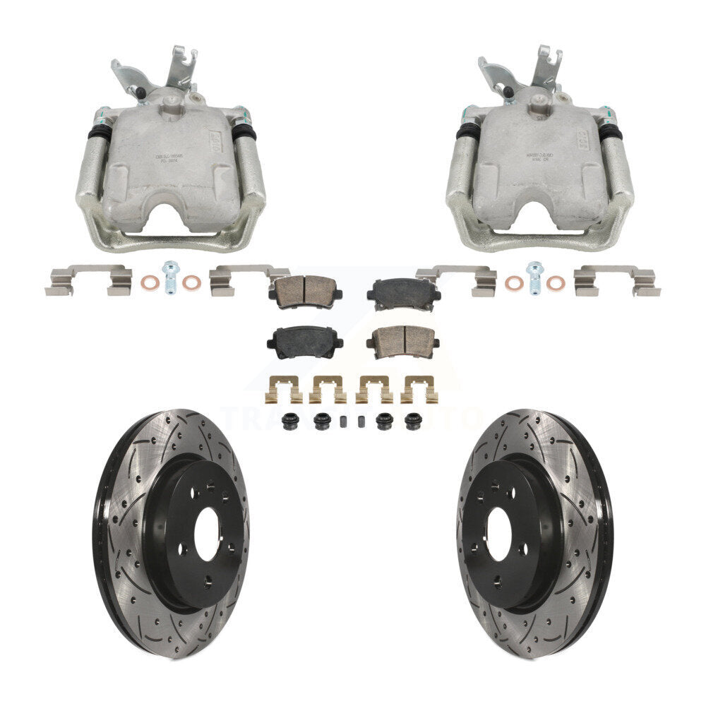 Rear Disc Brake Coated Caliper Drill Slotted Rotors Ceramic Pad Kit For Chevrolet Malibu KCD-101772N