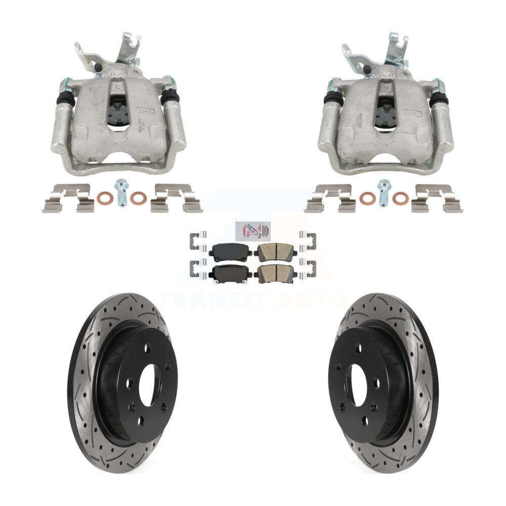 Rear Disc Brake Coated Caliper Drill Slotted Rotors Ceramic Pad Kit For Chevrolet Malibu KCD-101773N