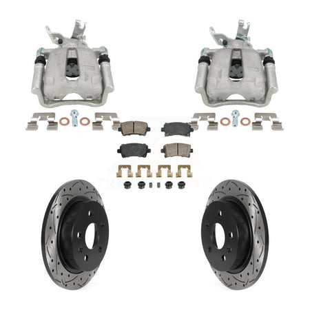 Rear Disc Brake Coated Caliper Drill Slotted Rotors Ceramic Pad Kit For Chevrolet Malibu KCD-101774N