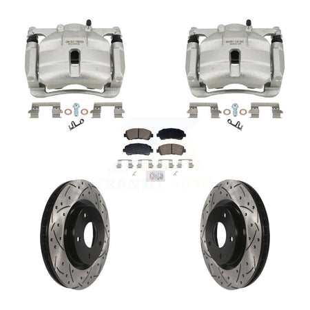 Front Disc Brake Coated Caliper Drill Slot Rotor Ceramic Pad Kit For Nissan Rogue Select KCD-101775N