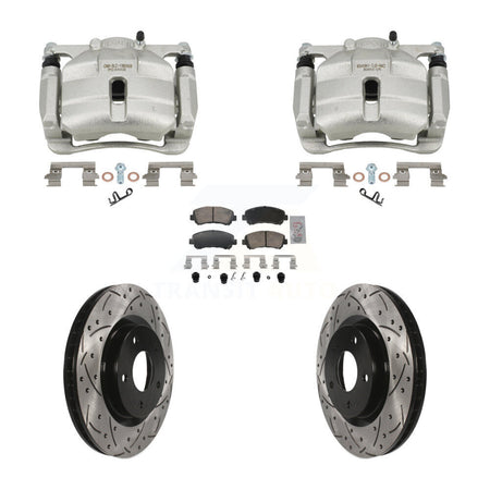 Front Disc Brake Coated Caliper Drill Slot Rotor Ceramic Pad Kit For Nissan Rogue Select KCD-101776N