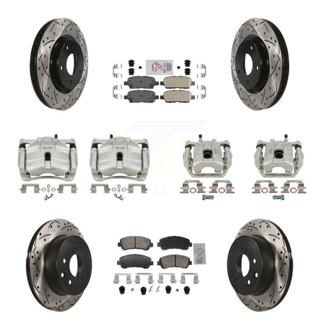 Front Rear Brake Caliper Drill Slot Rotor Ceramic Pad Kit (10Pc) For Nissan Rogue Select KCD-101782N