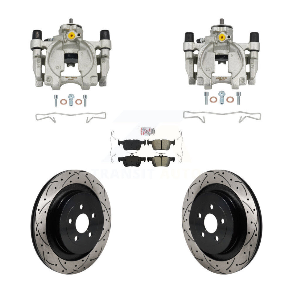 Rear Brake Caliper Drill Slot Rotor Semi-Metallic Pad Kit For 19-22 Lincoln Nautilus FWD KCD-101801N