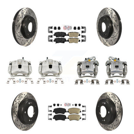 Front Rear Brake Caliper Drill Slotted Rotors Ceramic Pad Kit (10Pc) For Hyundai Elantra KCD-101812N