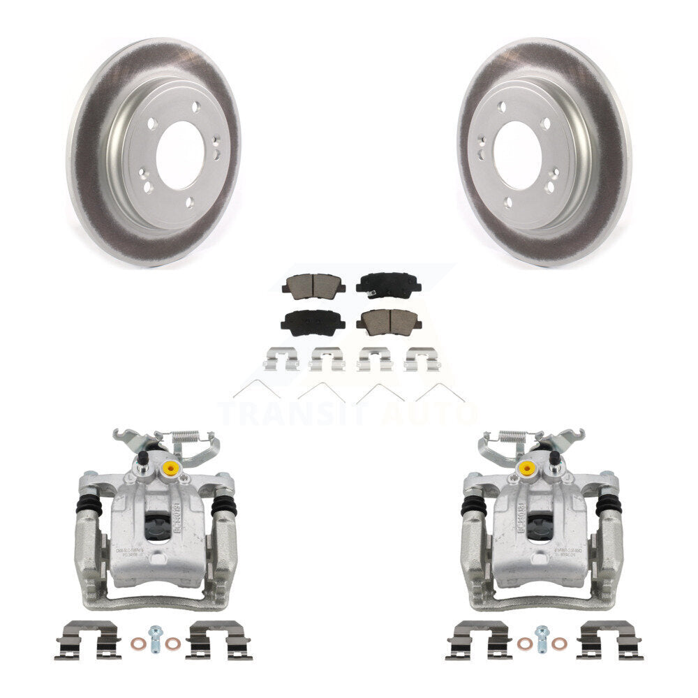 Rear Disc Brake Caliper Coat Rotors & Ceramic Pad Kit For Hyundai Elantra Kia Niro Ioniq KCG-100001C