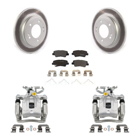 Rear Brake Caliper Coat Rotor & Semi-Metallic Pad Kit For Hyundai Elantra Kia Niro Ioniq KCG-100001P