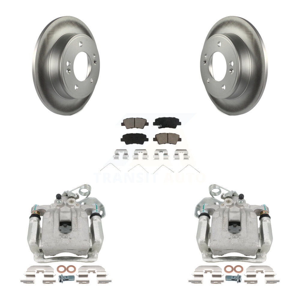 Rear Disc Brake Caliper Coat Rotors & Ceramic Pad Kit For 2017-2020 Hyundai Elantra 2.0L KCG-100002C