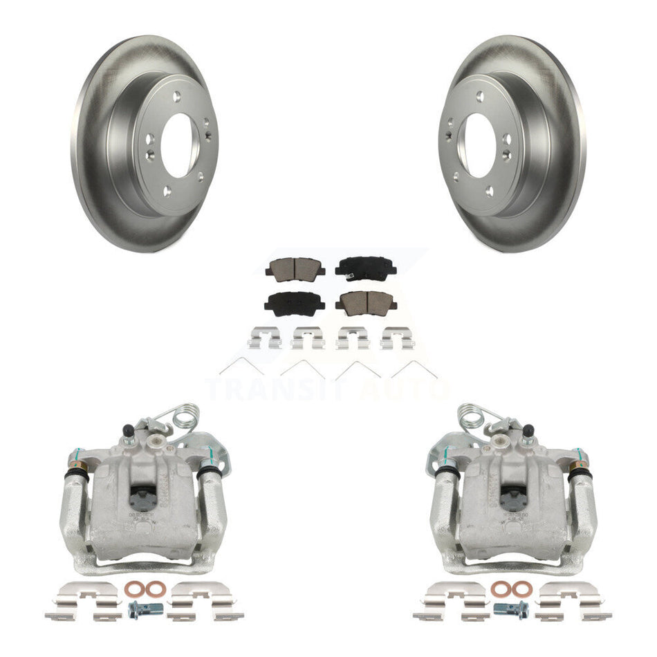 Rear Disc Brake Caliper Coat Rotors & Ceramic Pad Kit For 2017-2020 Hyundai Elantra 2.0L KCG-100002C
