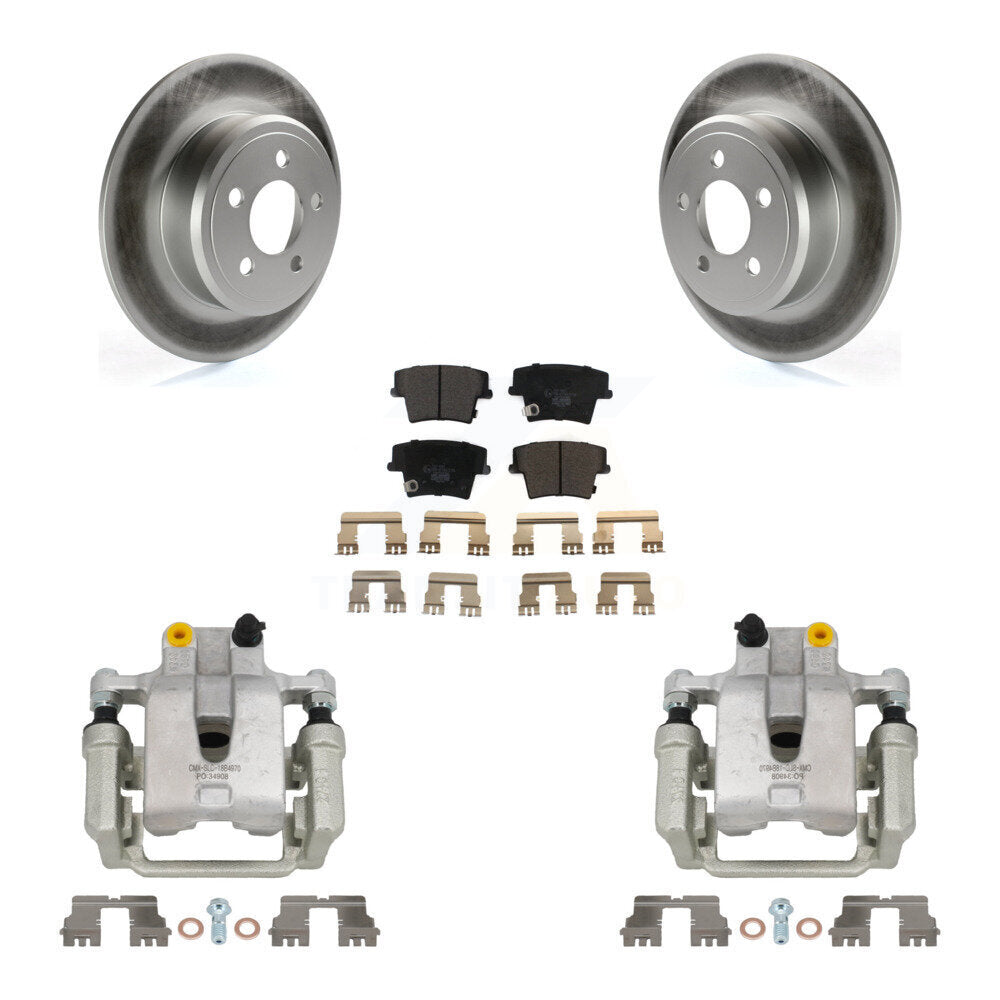 Rear Brake Caliper Coat Rotors Ceramic Pad Kit For Dodge Chrysler 300 Charger Challenger KCG-100002T