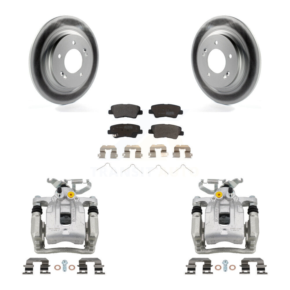 Rear Disc Brake Caliper Coat Rotors And Semi-Metallic Pad Kit For Hyundai Ioniq Kia Niro KCG-100003P