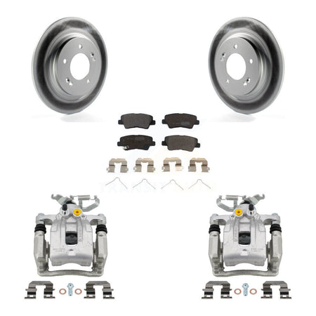 Rear Disc Brake Caliper Coat Rotors And Semi-Metallic Pad Kit For Hyundai Ioniq Kia Niro KCG-100003P
