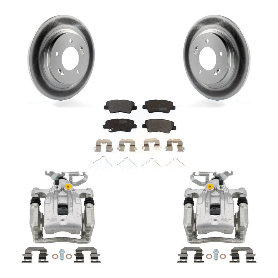 Rear Disc Brake Caliper Coat Rotors And Semi-Metallic Pad Kit For Hyundai Ioniq Kia Niro KCG-100003P