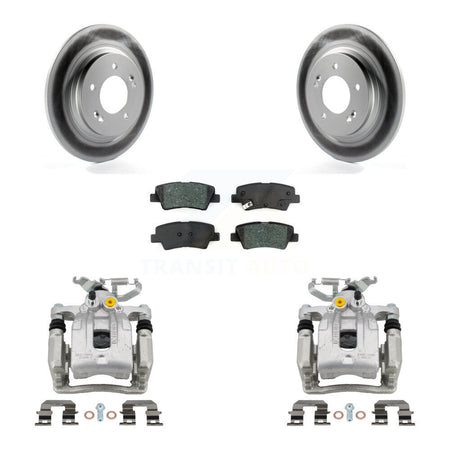Rear Disc Brake Caliper Coat Rotors And Semi-Metallic Pad Kit For Hyundai Ioniq Kia Niro KCG-100003S