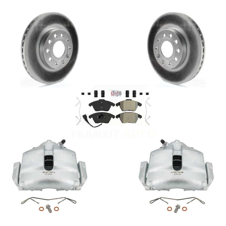 Front Disc Brake Caliper Coated Rotors And Semi-Metallic Pads Kit For Volkswagen Jetta Beetle Eos Audi A3 GTI Golf Quattro KCG-100004N