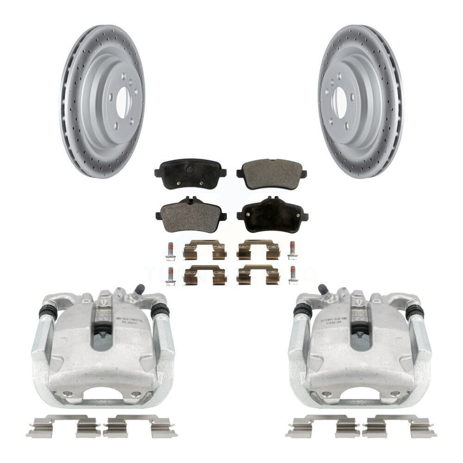 Rear Disc Brake Caliper Coated Rotors And Semi-Metallic Pads Kit For 2014-2015 Mercedes-Benz ML350 With Sport Package KCG-100004P