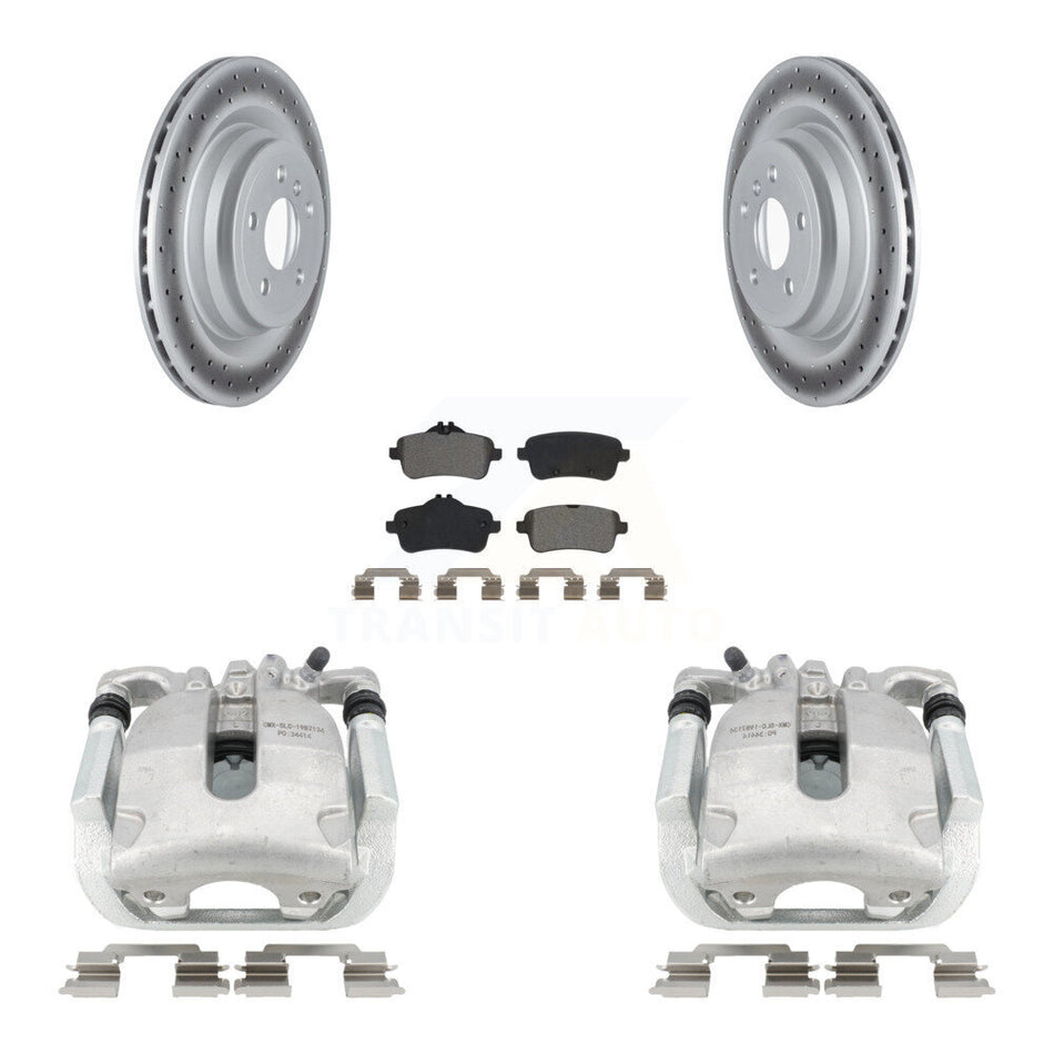 Rear Disc Brake Caliper Coated Rotors And Semi-Metallic Pads Kit For 2014-2015 Mercedes-Benz ML350 With Sport Package KCG-100004S