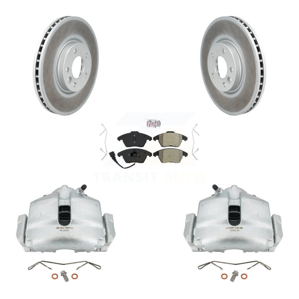 Front Disc Brake Caliper Coated Rotors And Semi-Metallic Pads Kit For Volkswagen CC With 340mm Diameter Rotor KCG-100005N