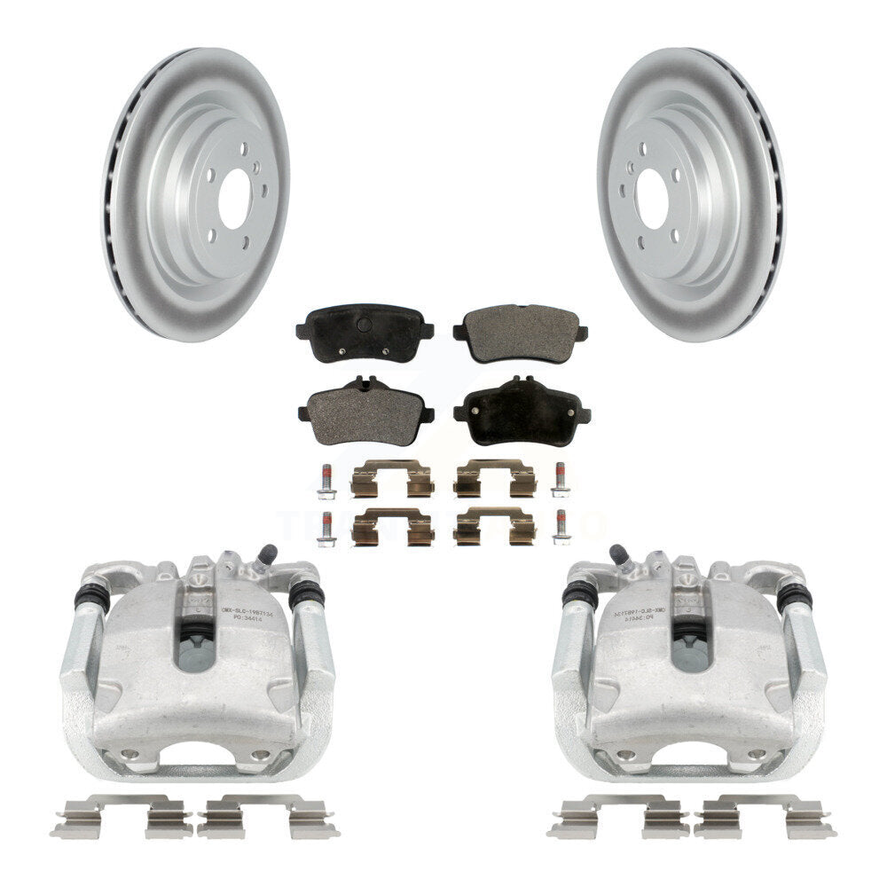 Rear Disc Brake Caliper Coated Rotors And Semi-Metallic Pads Kit For 2014-2015 Mercedes-Benz ML350 With Sport Package KCG-100005P by Transit Auto