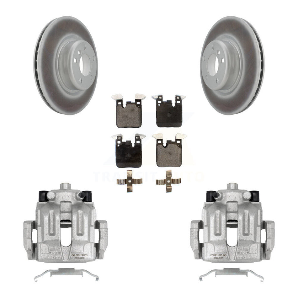 Rear Disc Brake Caliper Coated Rotors And Semi-Metallic Pads Kit For 2012 BMW 328i 2.0L With Blue Painted Calipers KCG-100006P