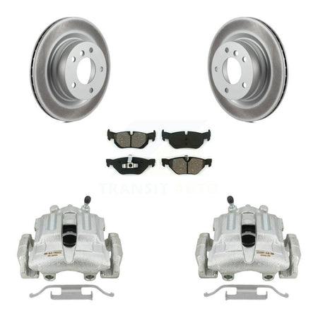 Rear Disc Brake Caliper Coated Rotors And Semi-Metallic Pads Kit For BMW 328i 325i 323i KCG-100006S by Transit Auto