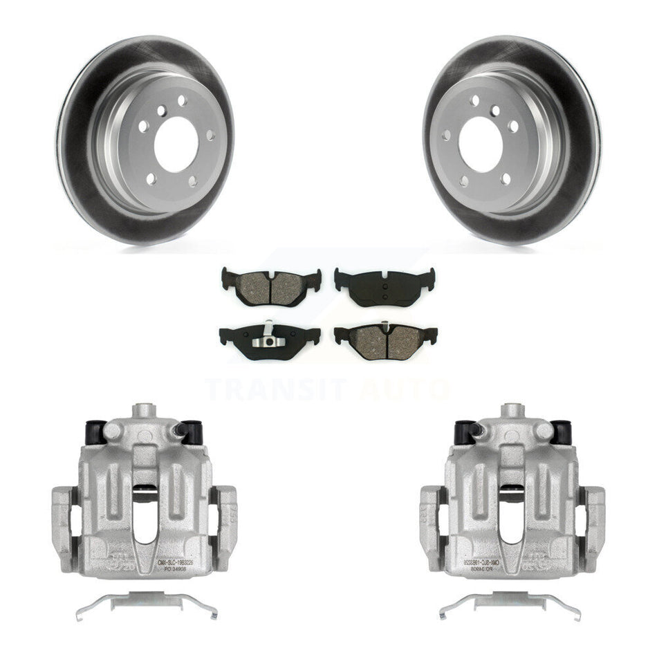 Rear Disc Brake Caliper Coated Rotors And Semi-Metallic Pads Kit For BMW 328i xDrive X1 328xi 325xi KCG-100007S