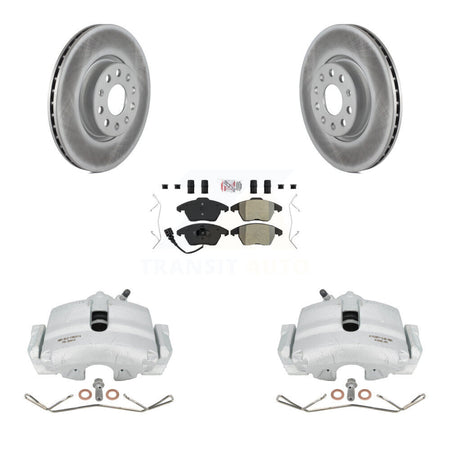 Front Disc Brake Caliper Coated Rotors And Semi-Metallic Pads Kit For Volkswagen Jetta Audi A3 Golf KCG-100008N by Transit Auto