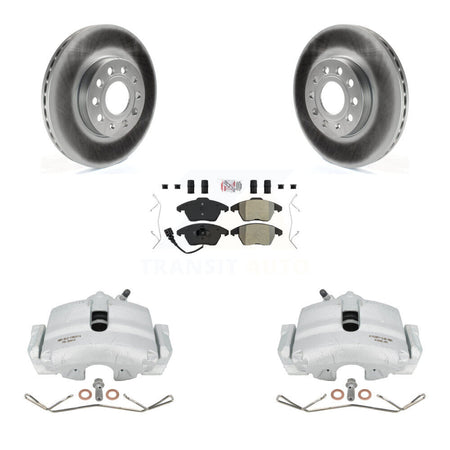 Front Disc Brake Caliper Coated Rotors And Semi-Metallic Pads Kit For Volkswagen Jetta Beetle Rabbit Golf Audi A3 KCG-100010N by Transit Auto