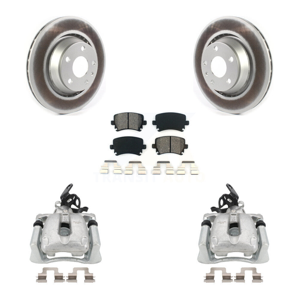 Rear Disc Brake Caliper Coated Rotors And Semi-Metallic Pads Kit For 2008 Audi TT With 310mm Diameter Rotor KCG-100010S by Transit Auto