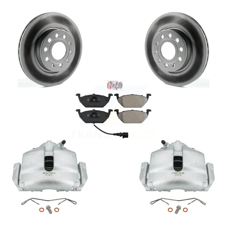 Front Disc Brake Caliper Coated Rotors And Semi-Metallic Pads Kit For Volkswagen Jetta With 280mm Diameter Rotor KCG-100011N