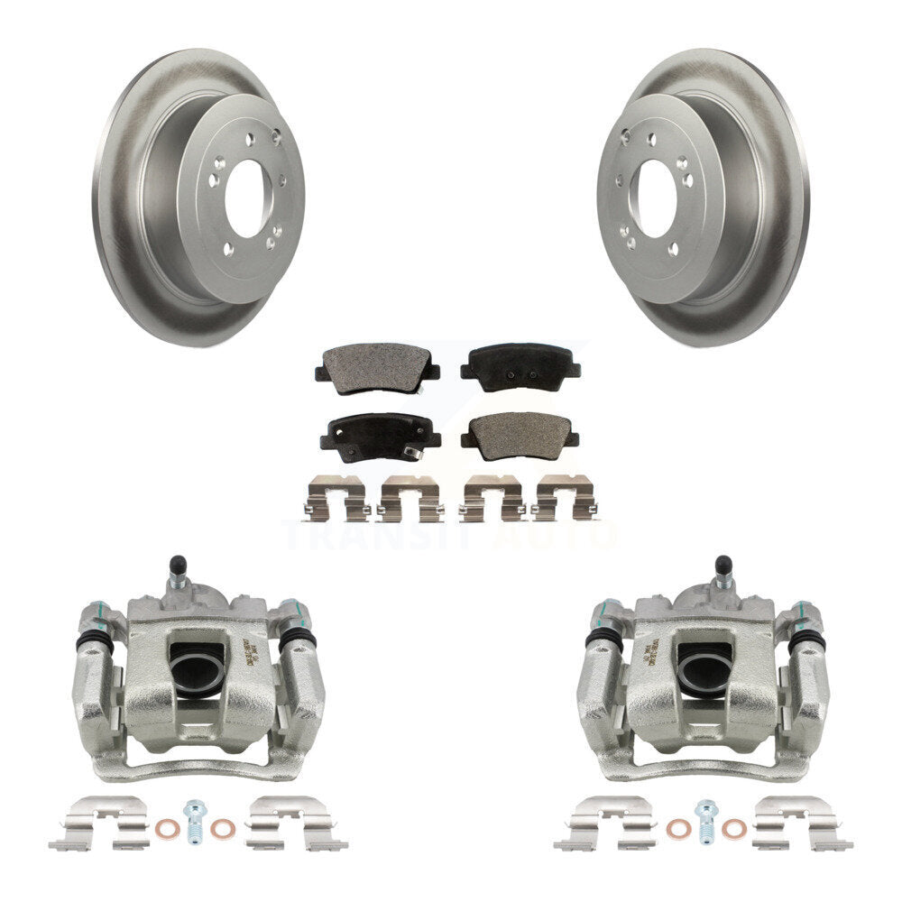 Rear Disc Brake Caliper Coat Rotor Semi-Metallic Pad Kit For Hyundai Tucson Kia Sportage KCG-100011P