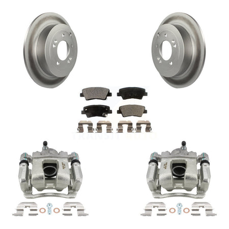 Rear Disc Brake Caliper Coat Rotor Semi-Metallic Pad Kit For Hyundai Tucson Kia Sportage KCG-100011P